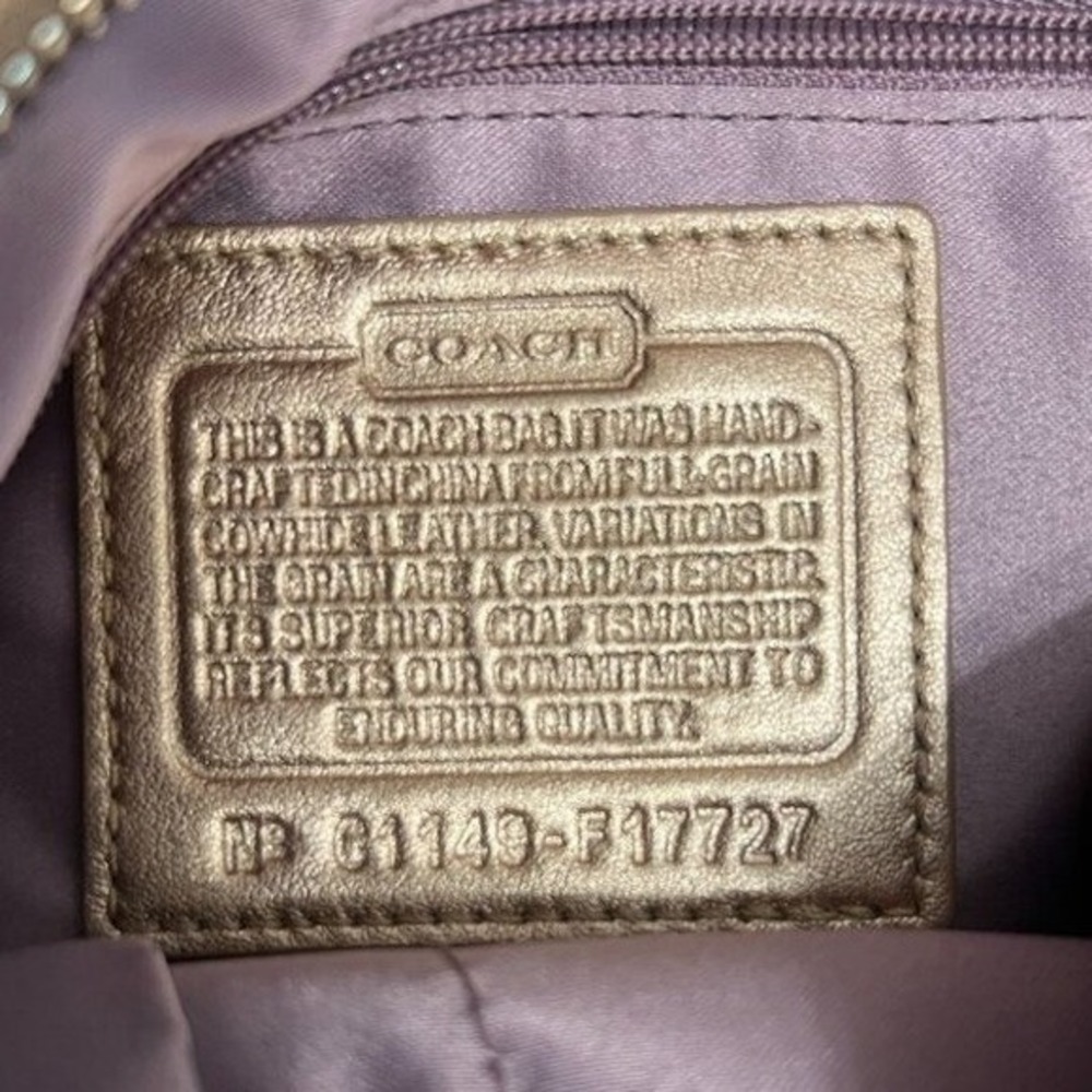 Coach East‎ West Embossed Signature Gold Metallic Shoulder Bag Tote Purse - Picture 5 of 16